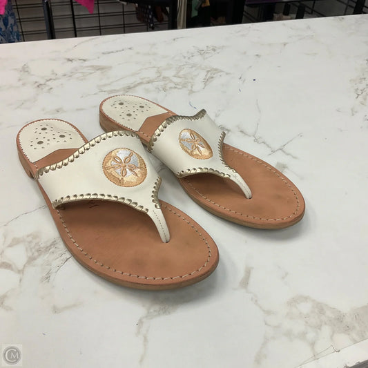 Sandals Flip Flops By Jack Rogers In Gold & Tan, Size: 11