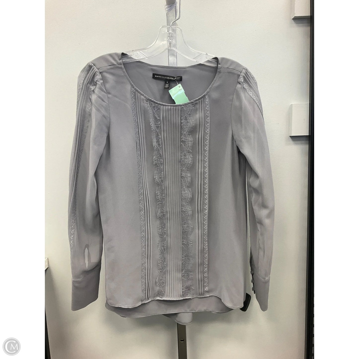 Blouse Long Sleeve By White House Black Market In Grey, Size: 0