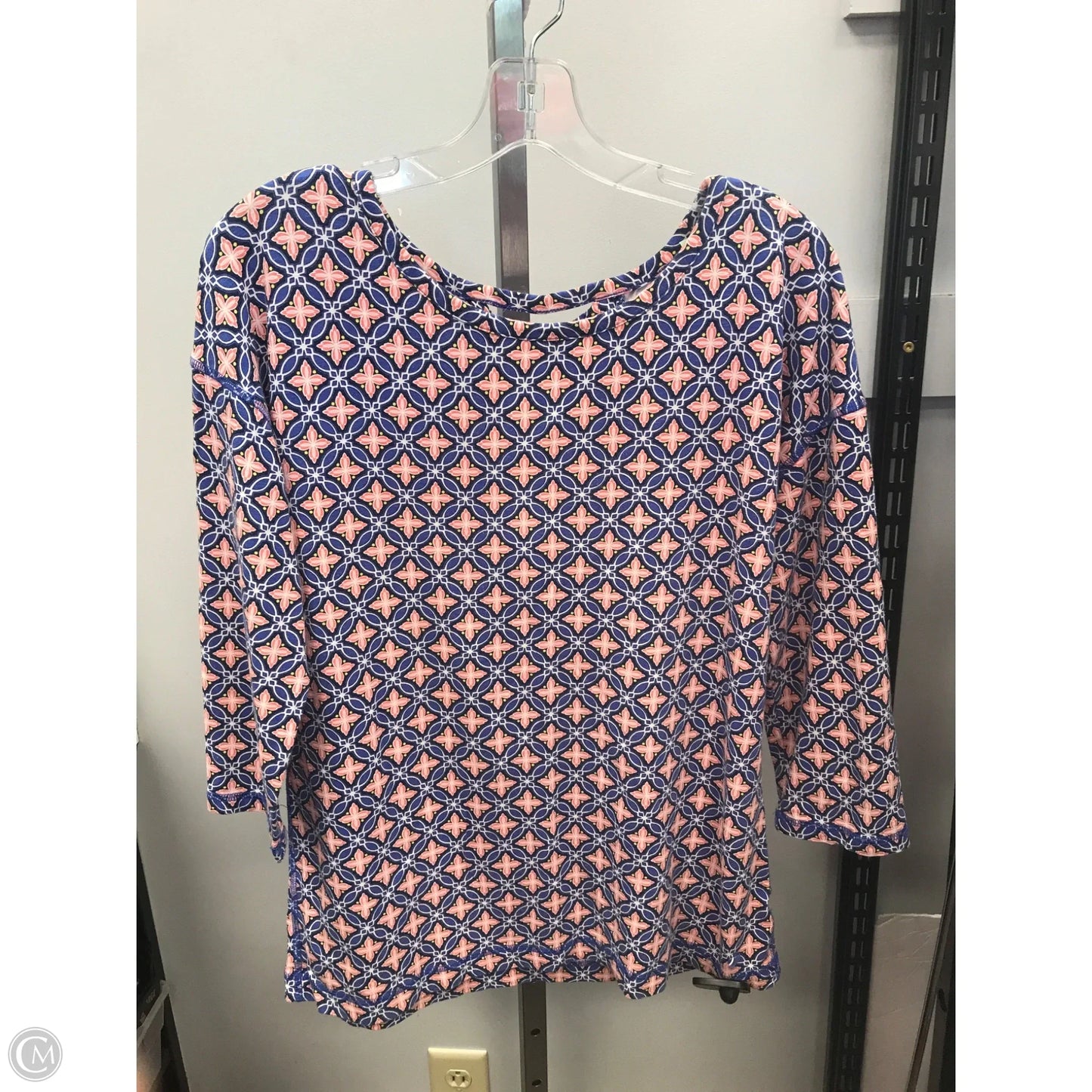 Top 3/4 Sleeve By Talbots In Geometric Pattern, Size: M