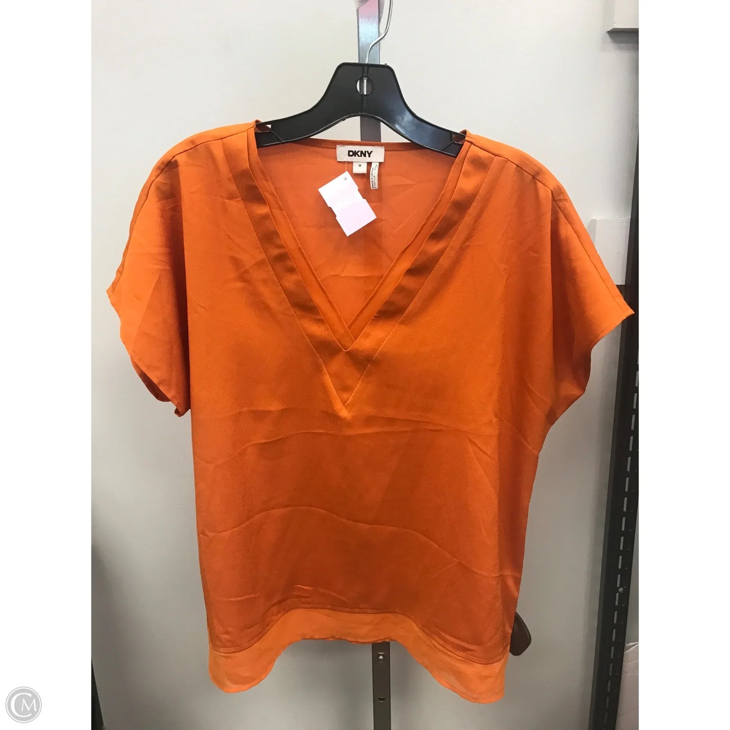 Top Short Sleeve By Dkny In Orange, Size: M