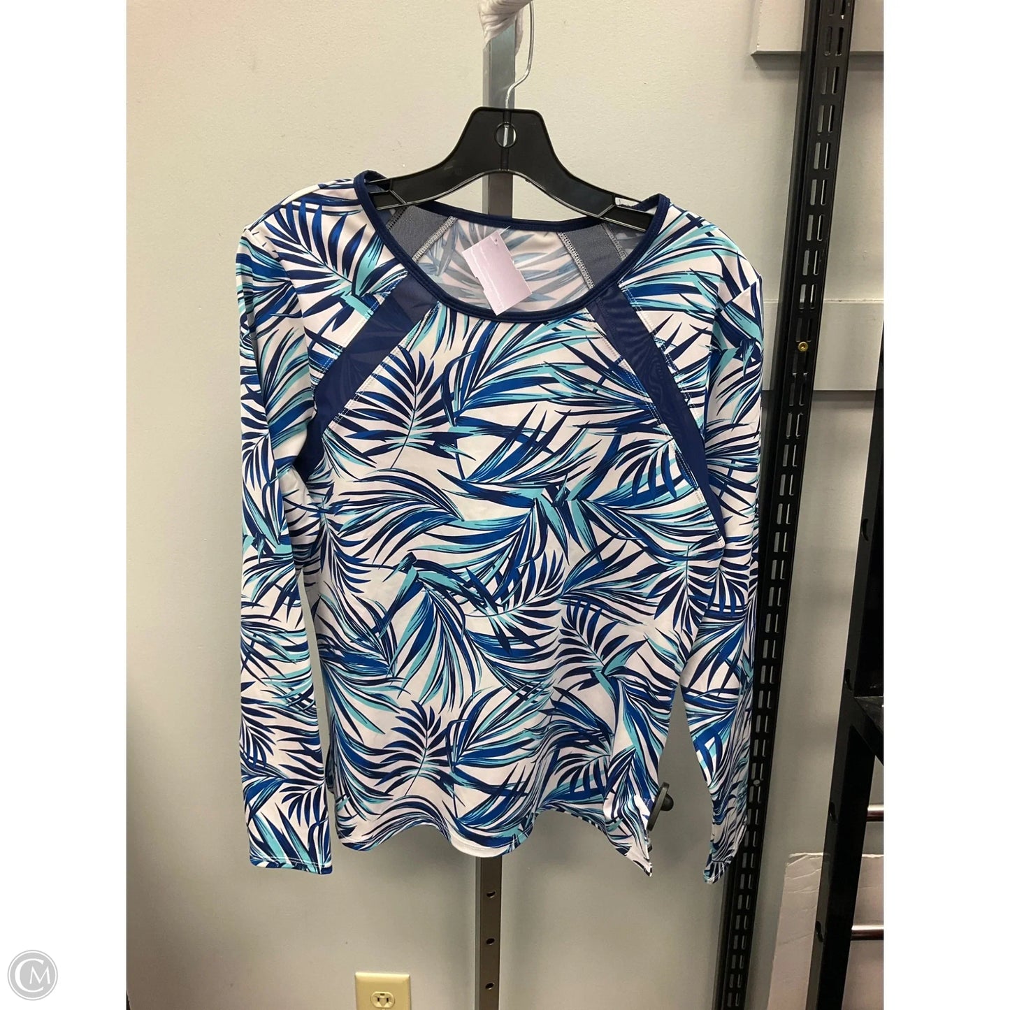 Athletic Top Long Sleeve Crewneck By Tail In Blue & White, Size: L