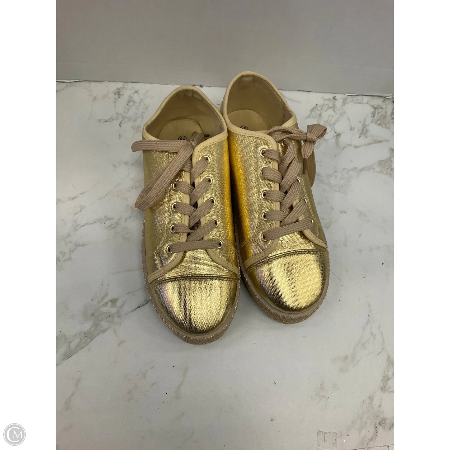Shoes Heels Platform By Rouge In Gold, Size: 8.5