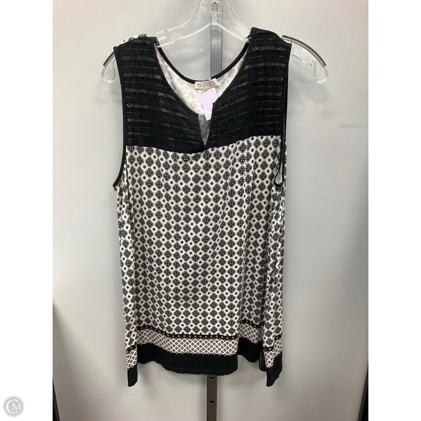 Top Sleeveless By Lila Rose In Black & White, Size: Xl