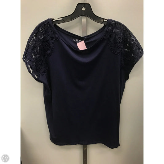 Top Short Sleeve By Loft In Navy, Size: M