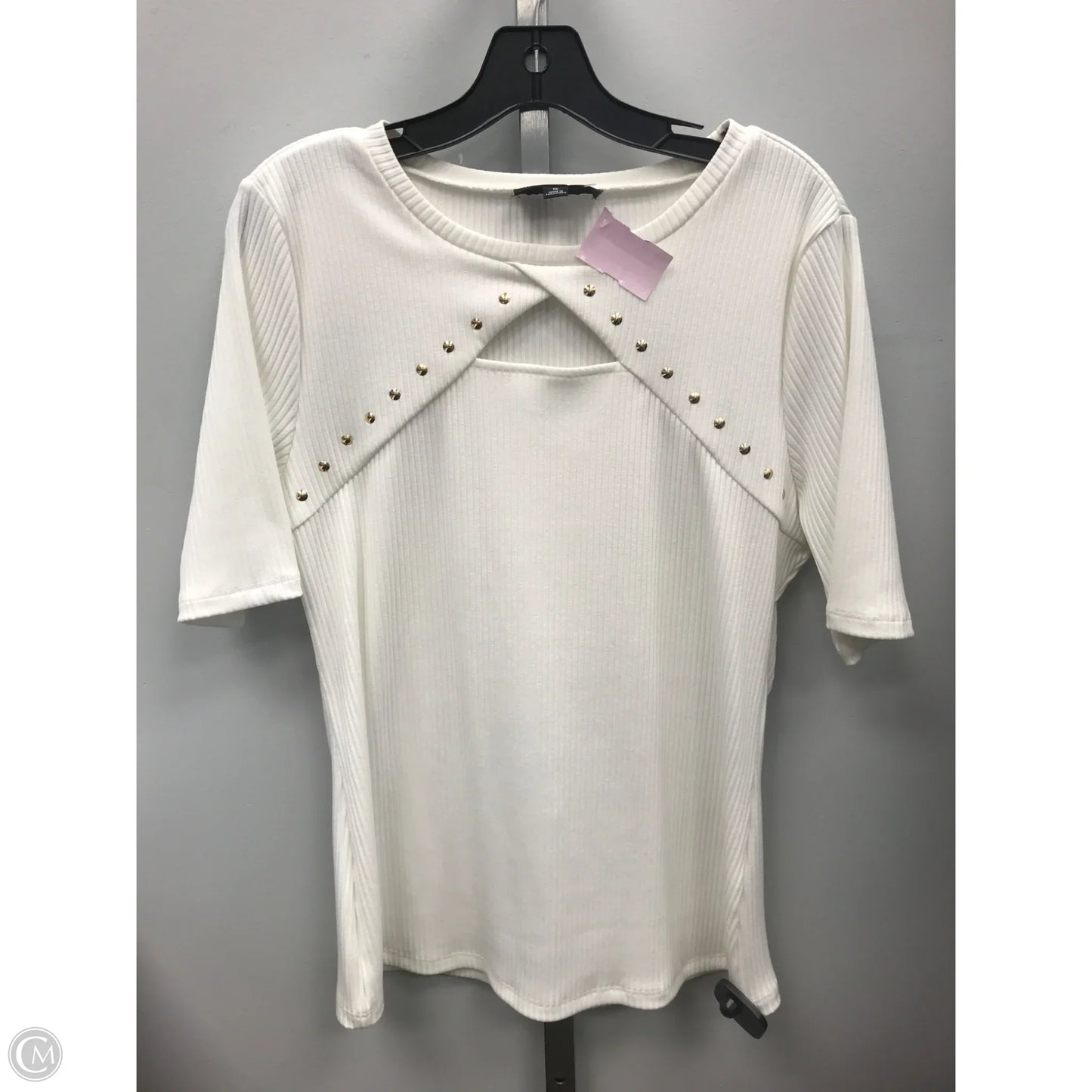 Top Short Sleeve By Inc In Ivory, Size: Xl