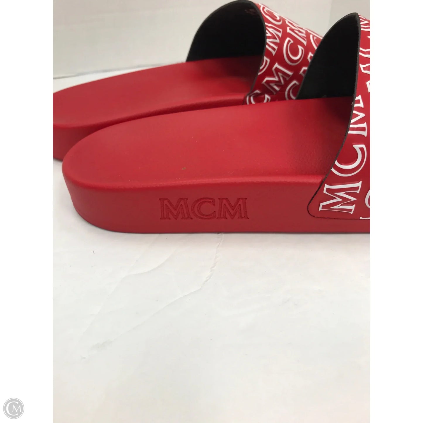 Sandals Luxury Designer By Mcm In Red, Size: 9