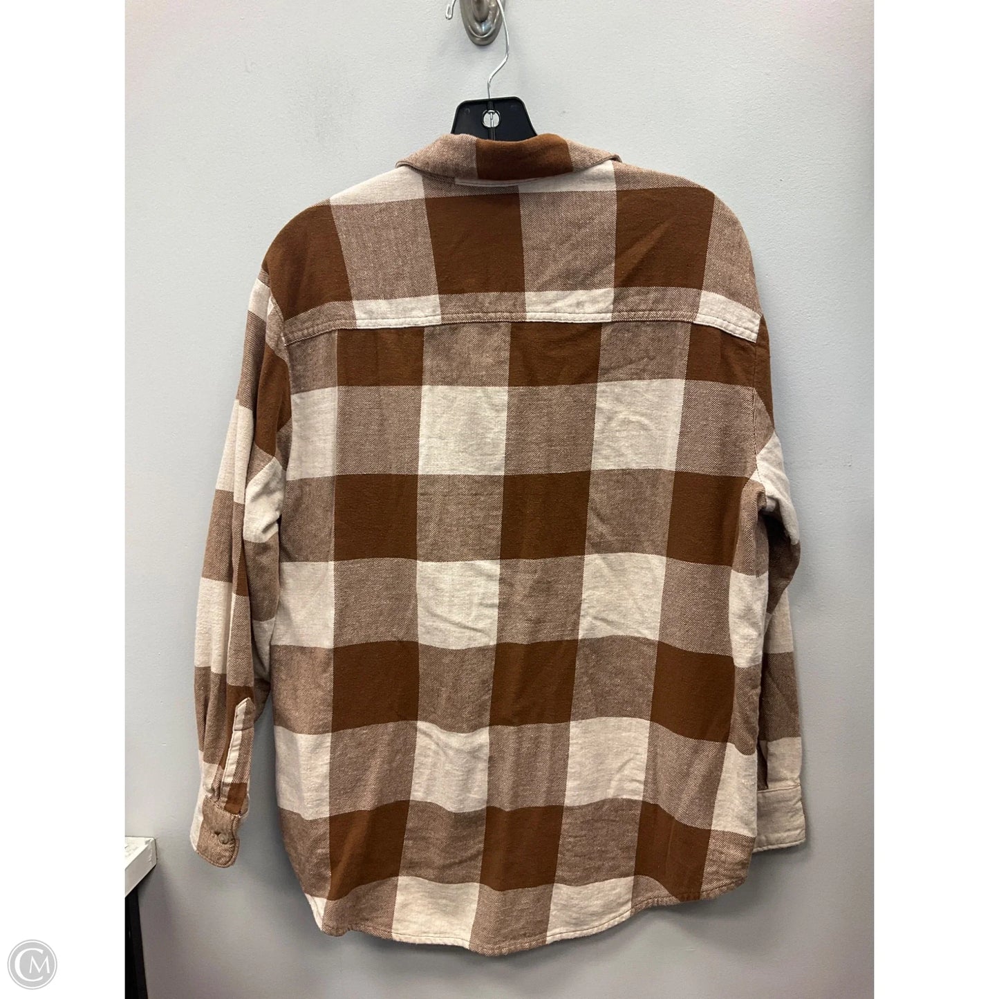 Top Long Sleeve By Old Navy In Plaid Pattern, Size: M