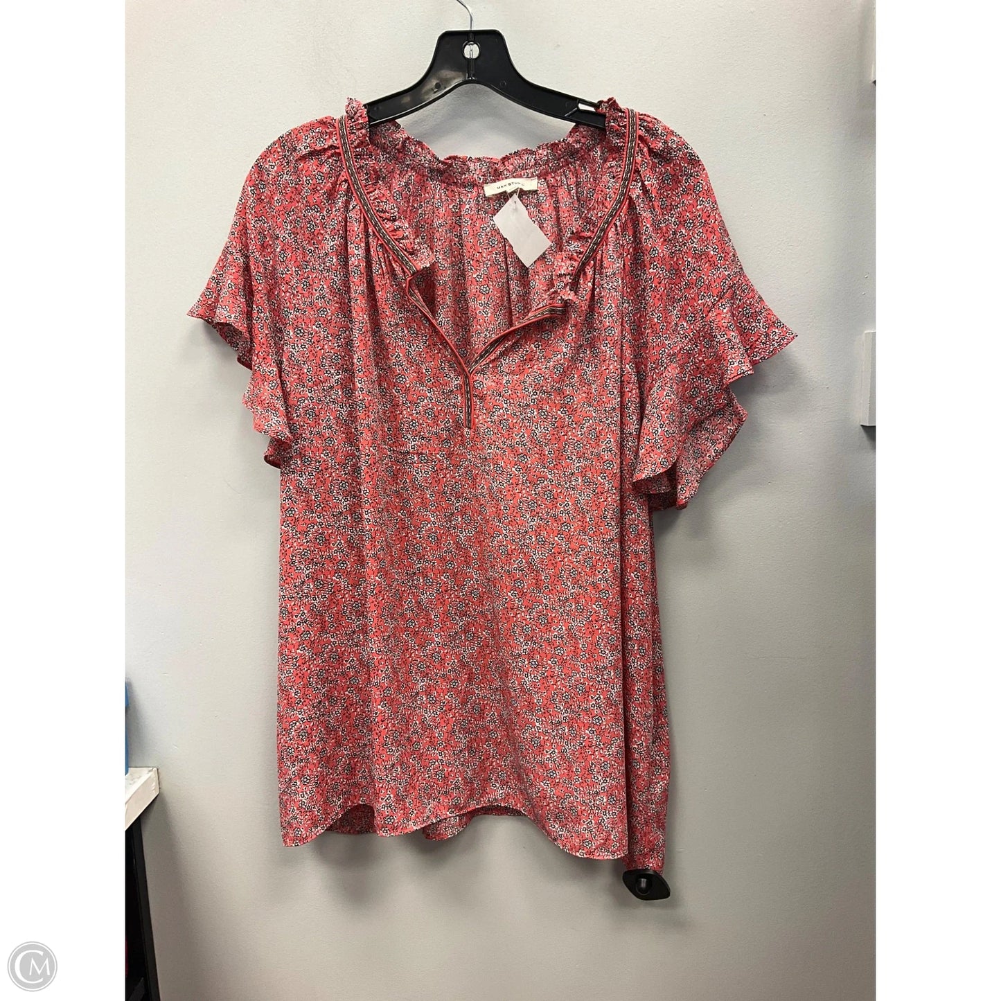 Top Short Sleeve By Max Studio In Floral Print, Size: 1x