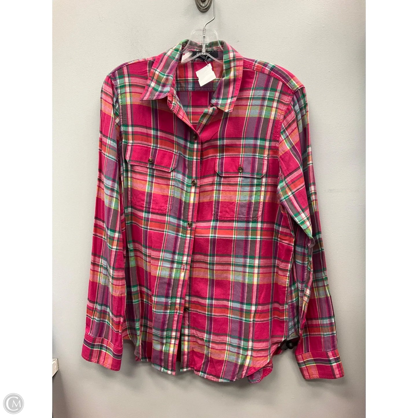 Top Long Sleeve By Chaps In Plaid Pattern, Size: M