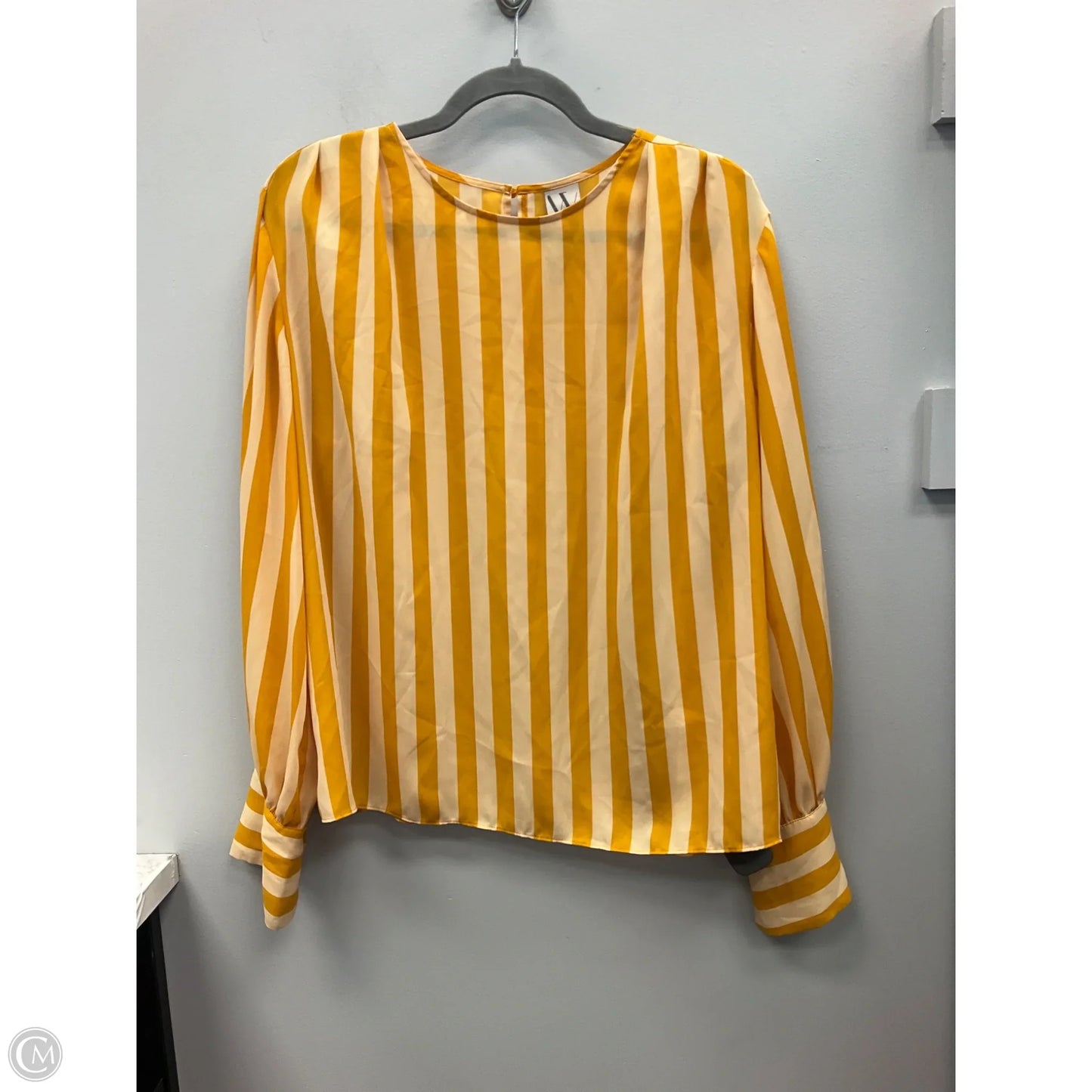 Blouse Long Sleeve By Worthington In Striped Pattern, Size: L