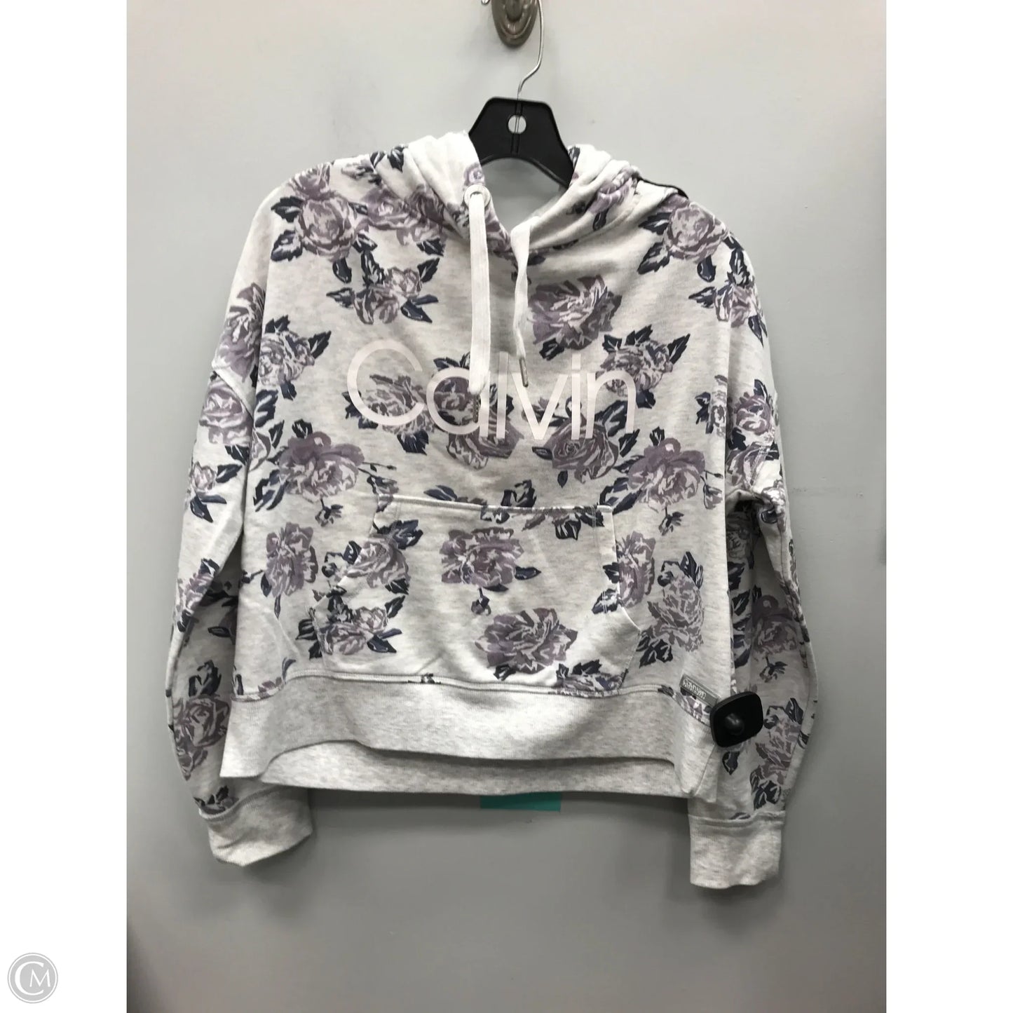 Sweatshirt Hoodie By Calvin Klein In Floral Print, Size: M