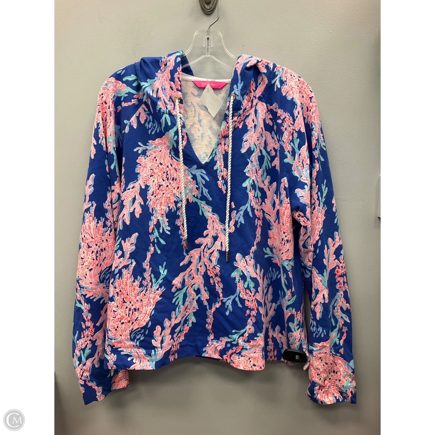 Top Long Sleeve Designer By Lilly Pulitzer In Blue & Pink, Size: Xl