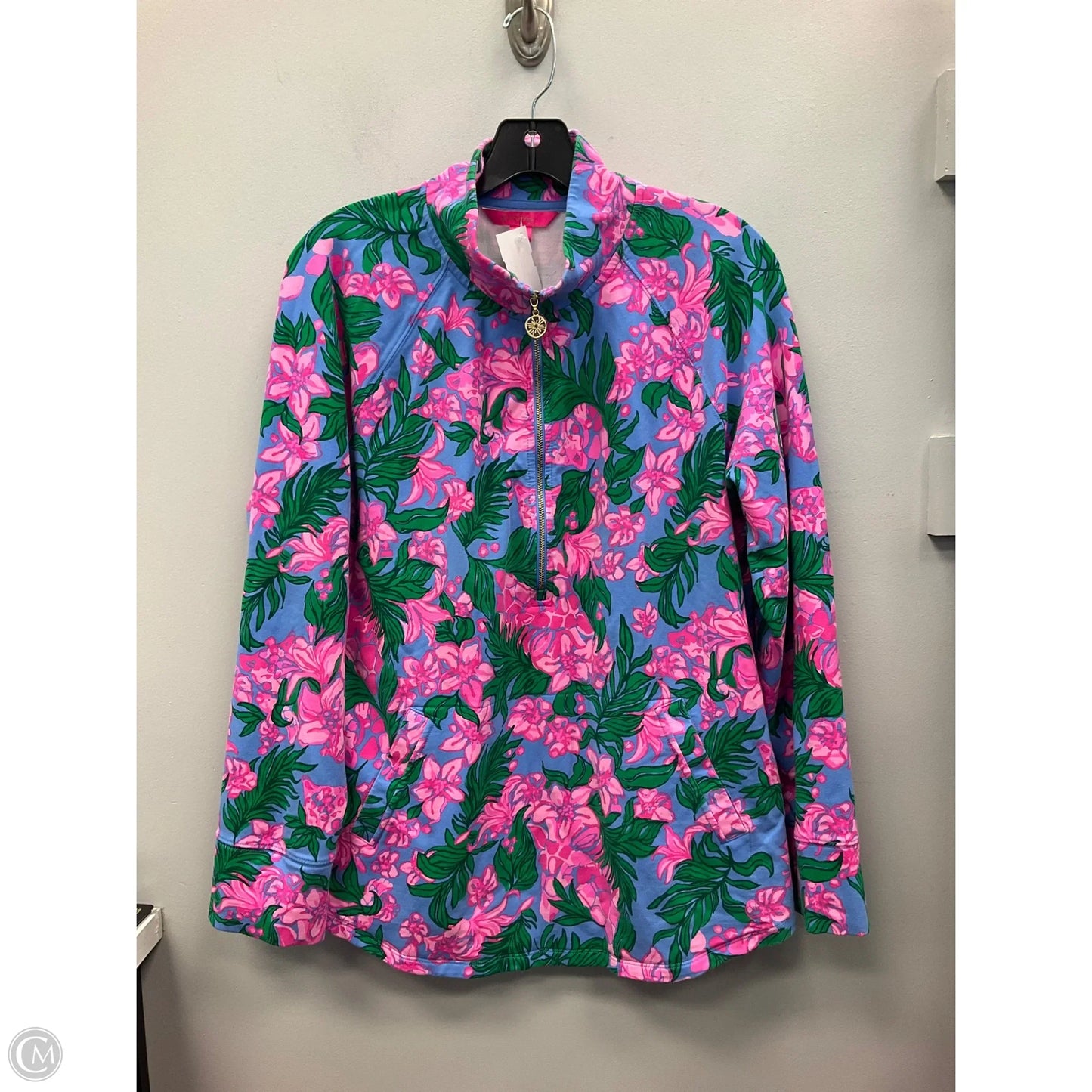 Top Long Sleeve Designer By Lilly Pulitzer In Blue & Pink, Size: Xl