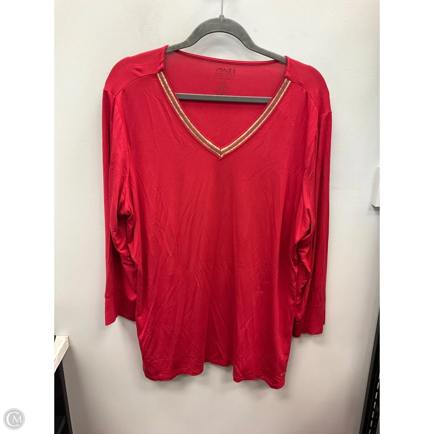 Top Long Sleeve By Jones New York In Red, Size: Xl