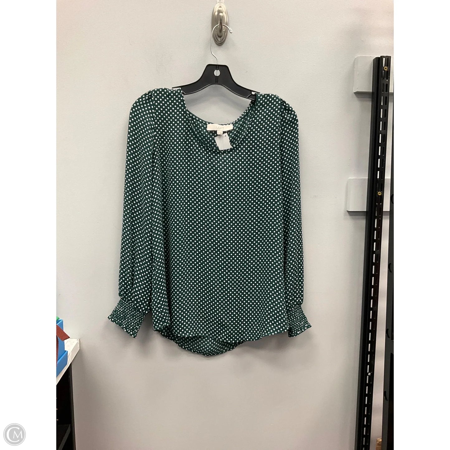Top Long Sleeve By Loft In Polkadot Pattern, Size: M