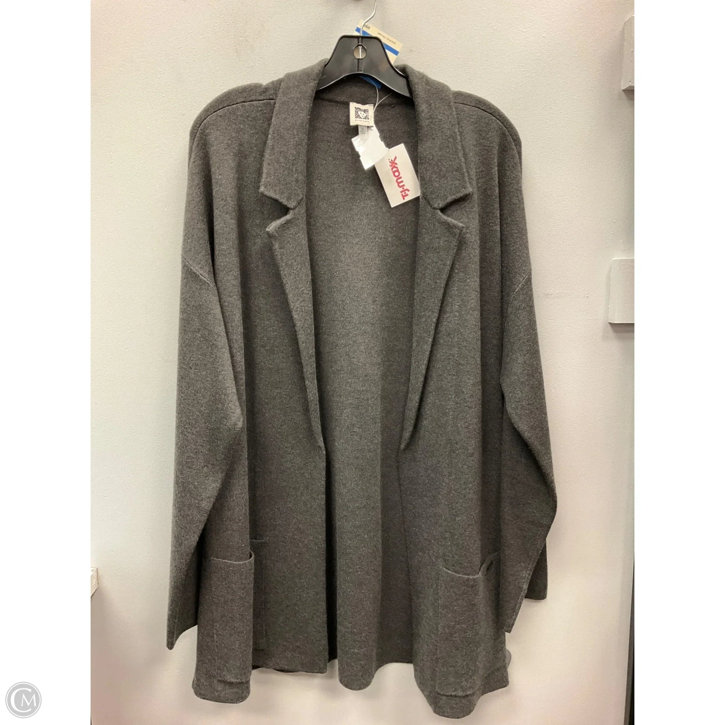 Sweater Cardigan By Anne Klein In Grey, Size: Xl