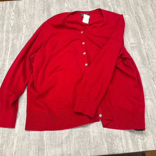 Sweater Cardigan By Lands End In Red, Size: 3x