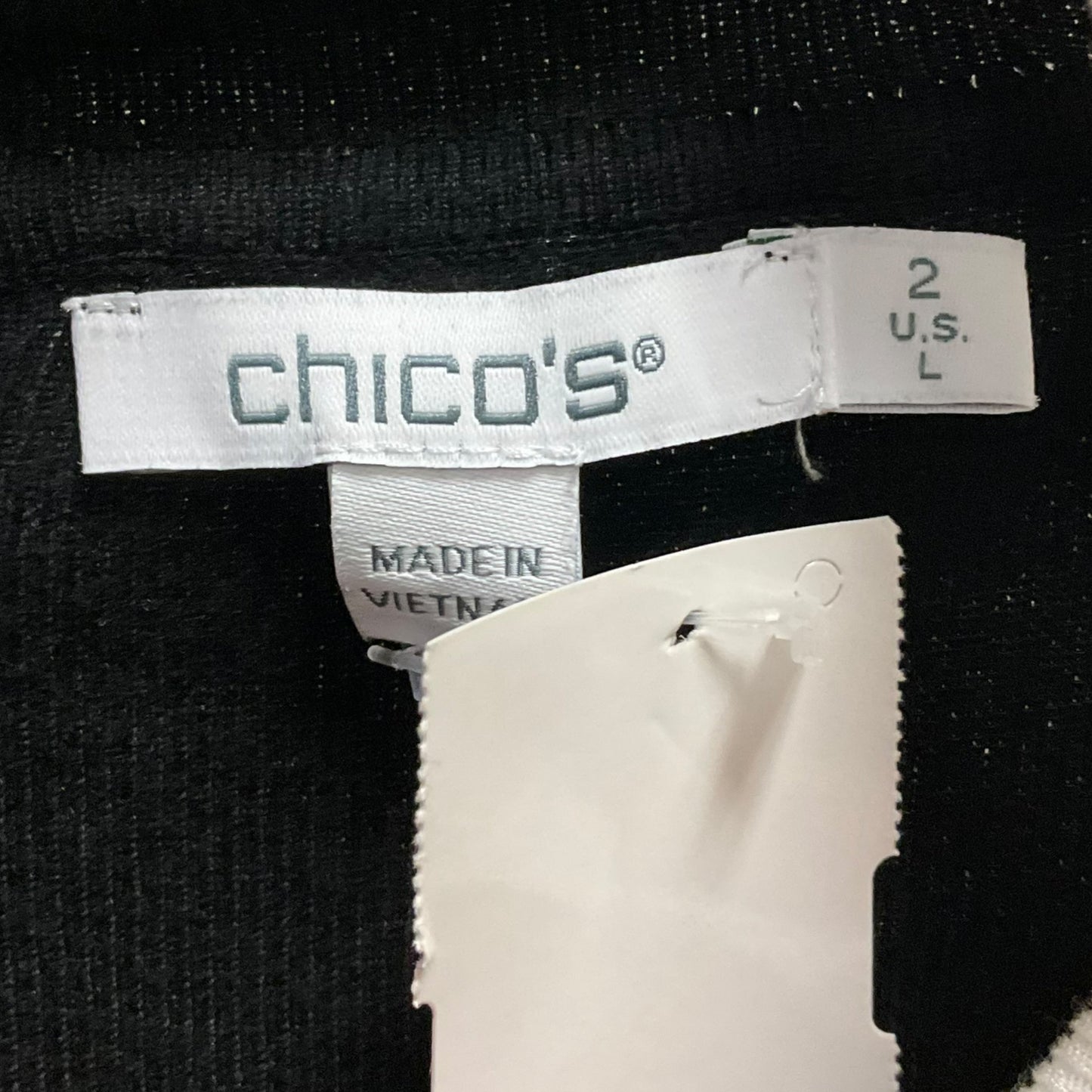 Top Long Sleeve By Chicos In Black & White, Size: L