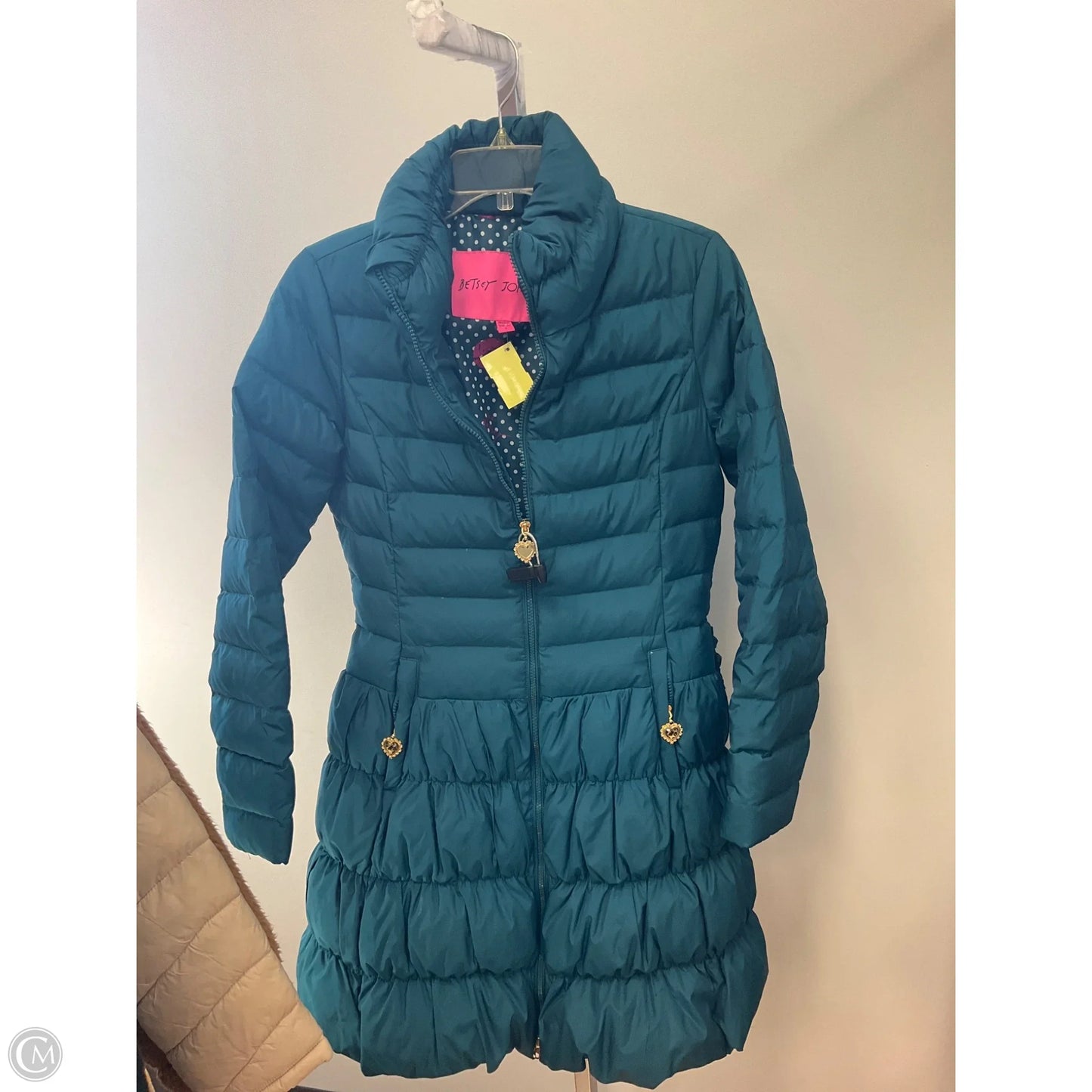 Jacket Puffer & Quilted By Betsey Johnson In Teal, Size: Sp