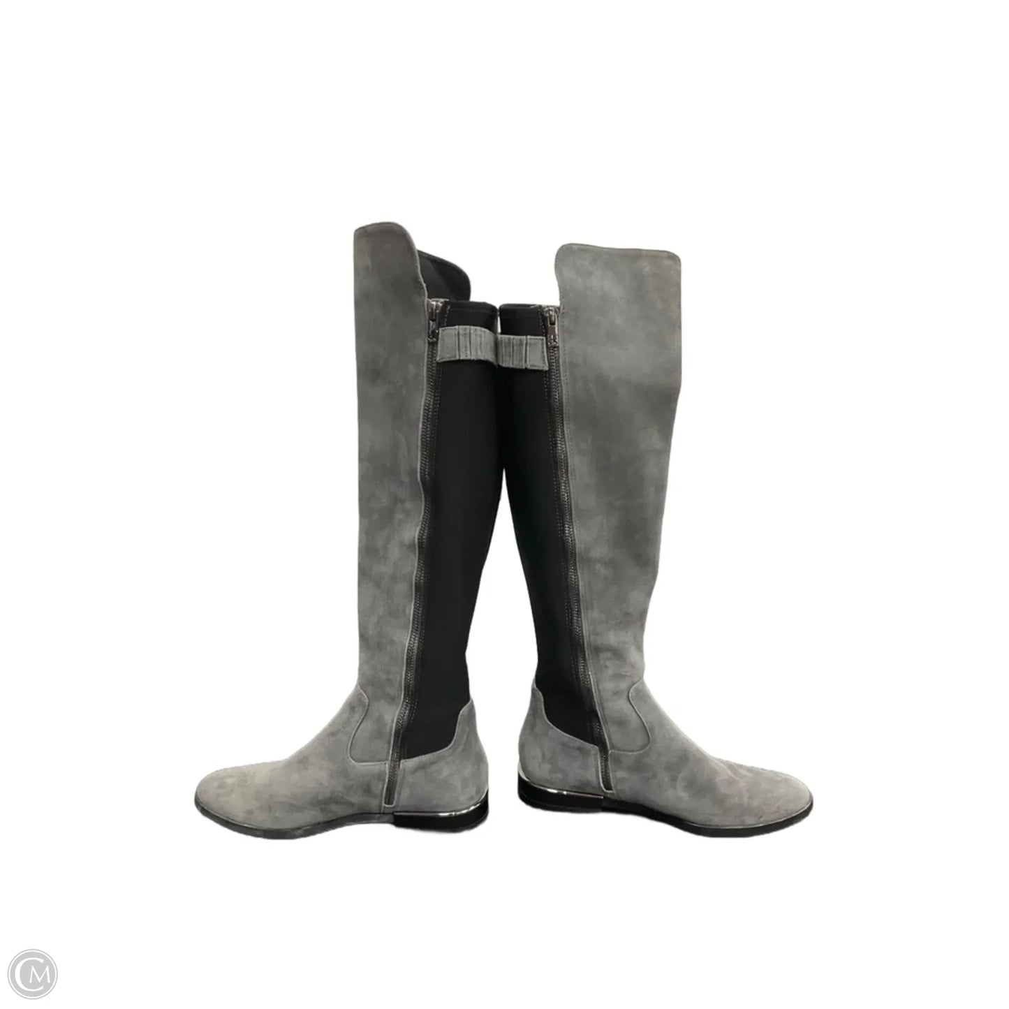 Boots Ankle Flats By Calvin Klein In Black & Grey, Size: 6.5