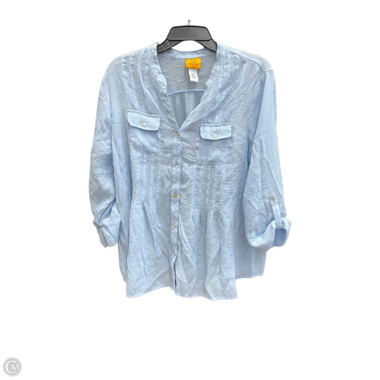 Blouse 3/4 Sleeve By Ruby Rd In Blue, Size: Xlp