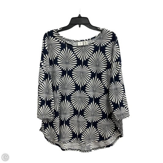 Top 3/4 Sleeve By Joie In Blue & Cream, Size: 1x