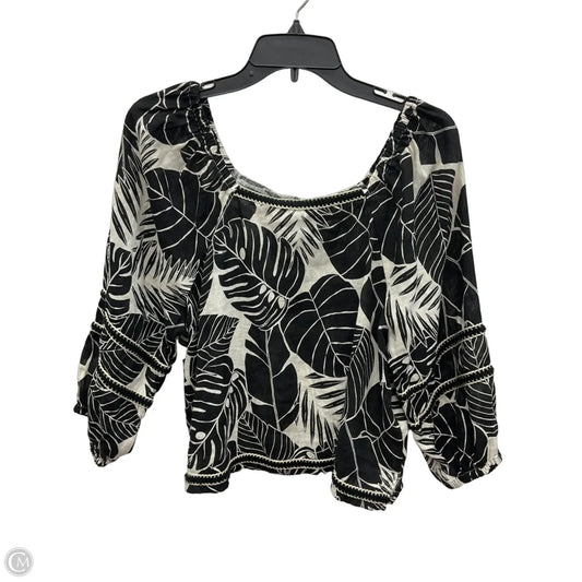 Top 3/4 Sleeve By Cynthia Rowley In Black & Cream, Size: M