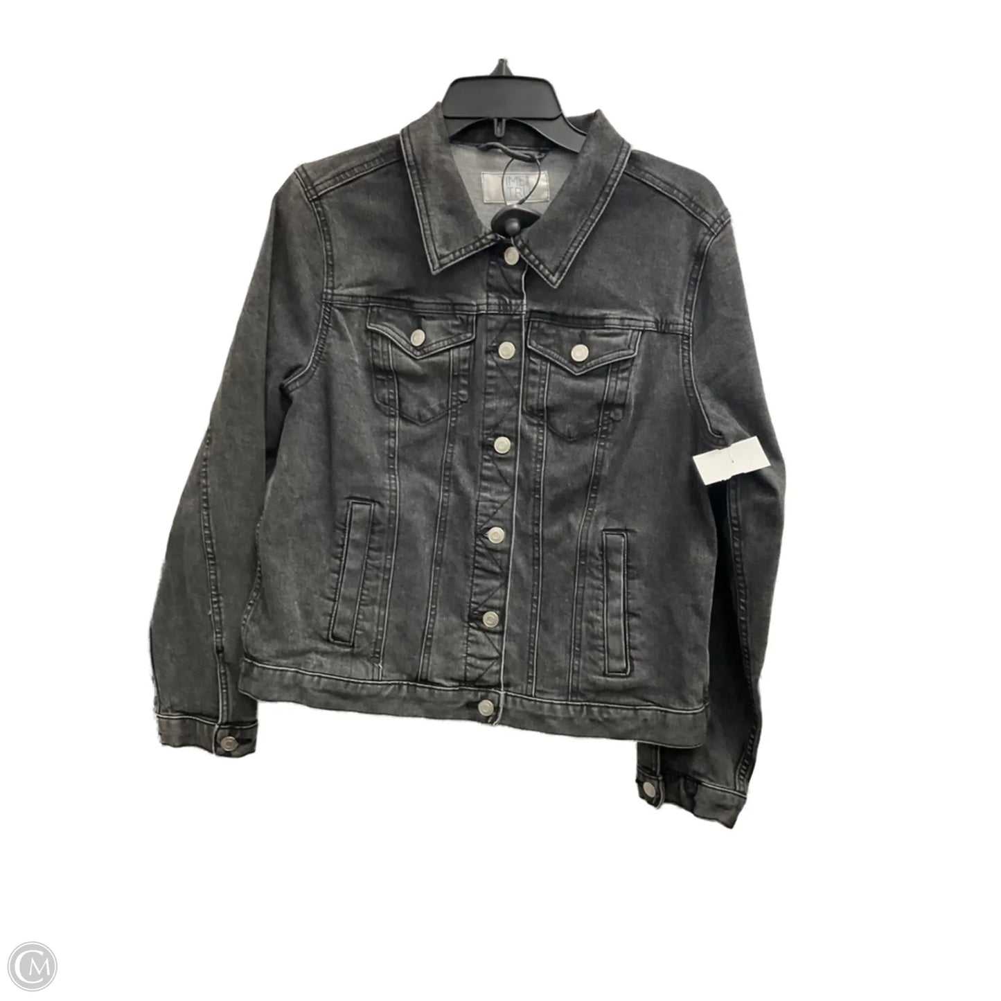 Jacket Denim By Time And Tru In Black Denim, Size: L