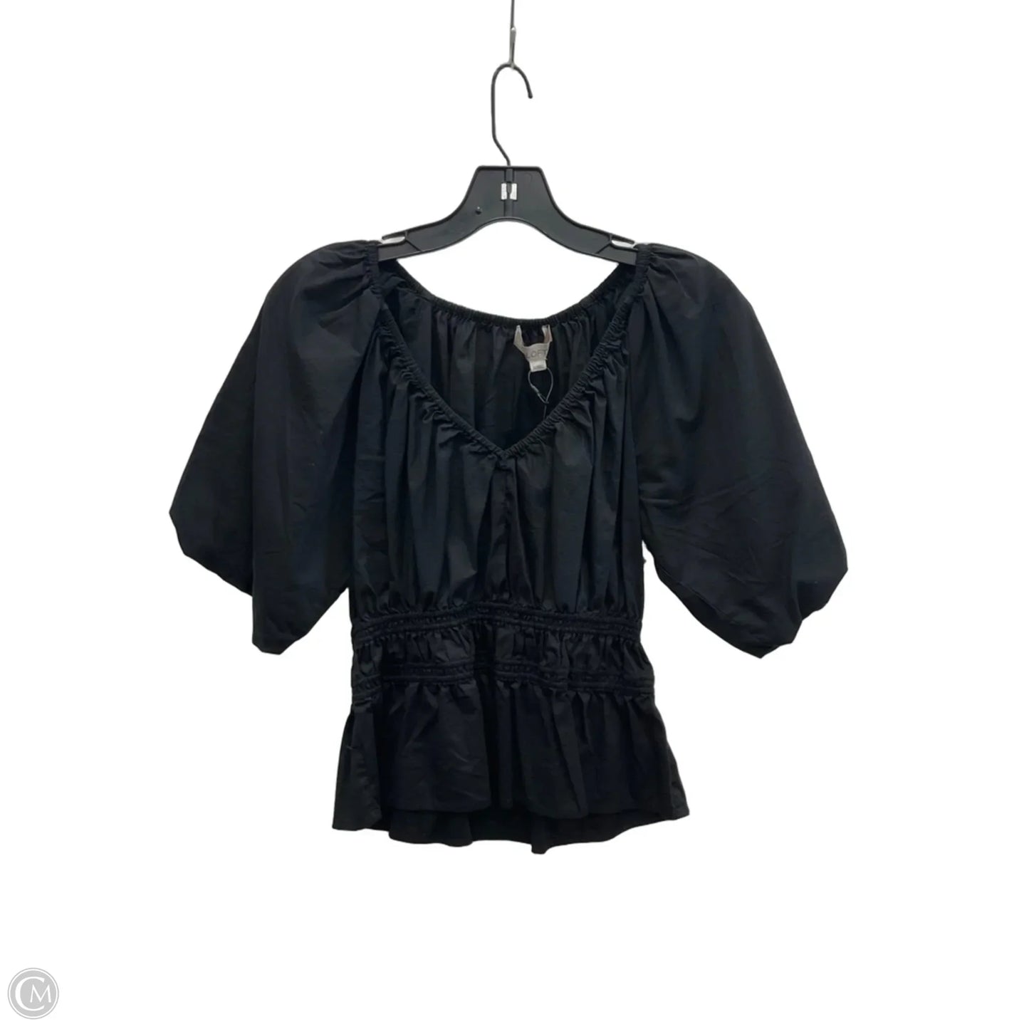Top Short Sleeve By Loft In Black, Size: S