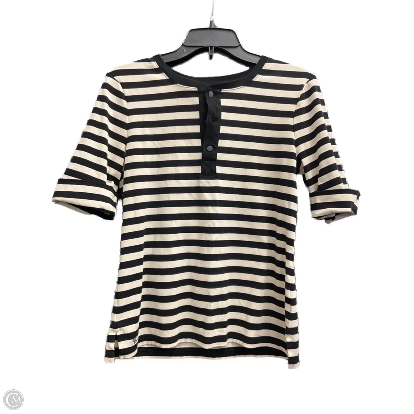 Top 3/4 Sleeve By Ralph Lauren Black Label In Striped Pattern, Size: L