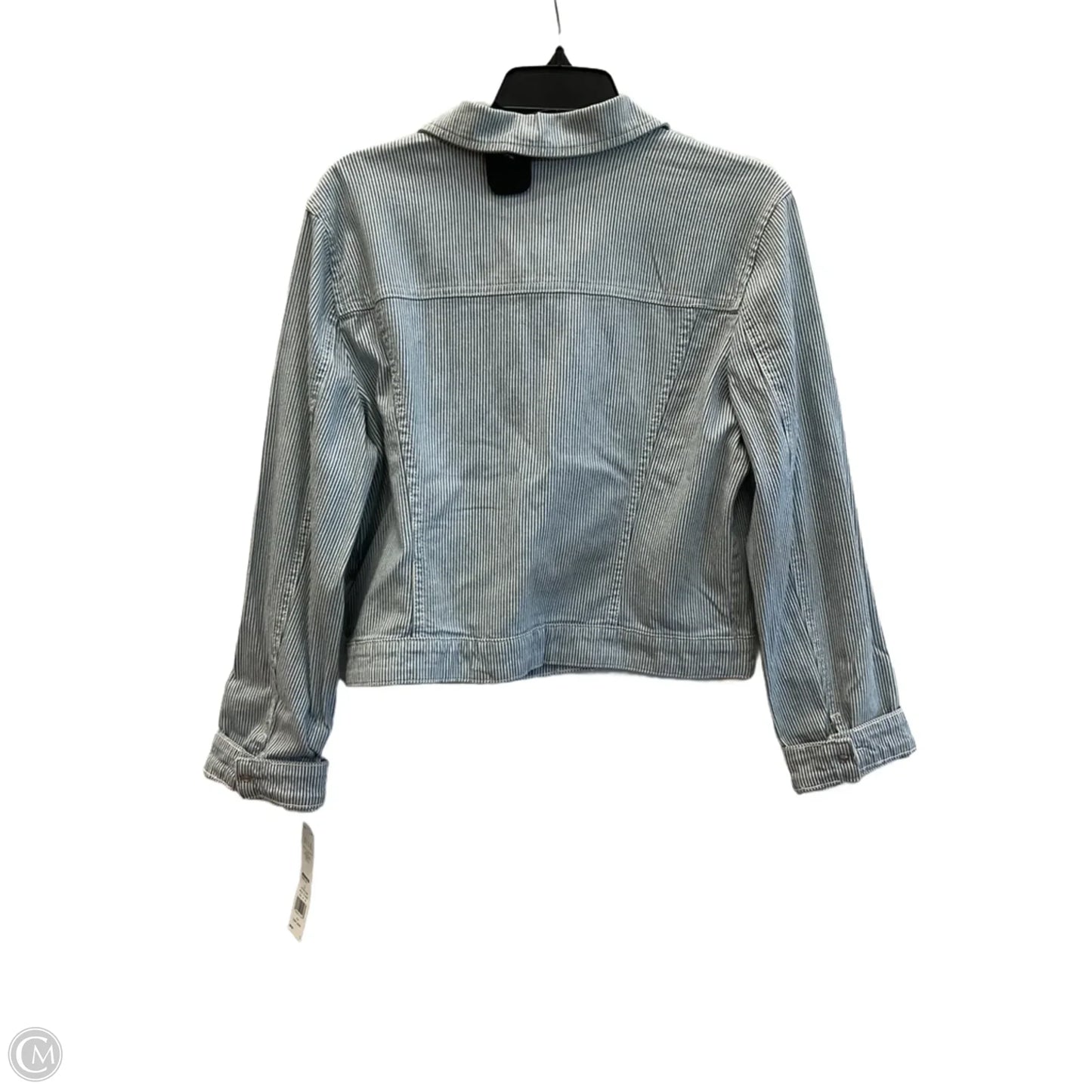 Jacket Denim By Elle In Striped Pattern, Size: L