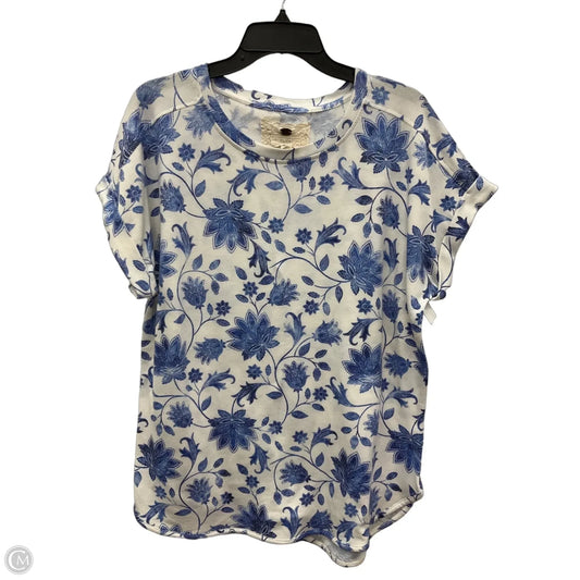 Top Short Sleeve By Cupio In Blue & White, Size: Xl