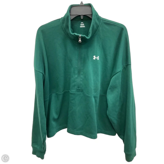 Athletic Top Long Sleeve Collar By Under Armour In Green, Size: L