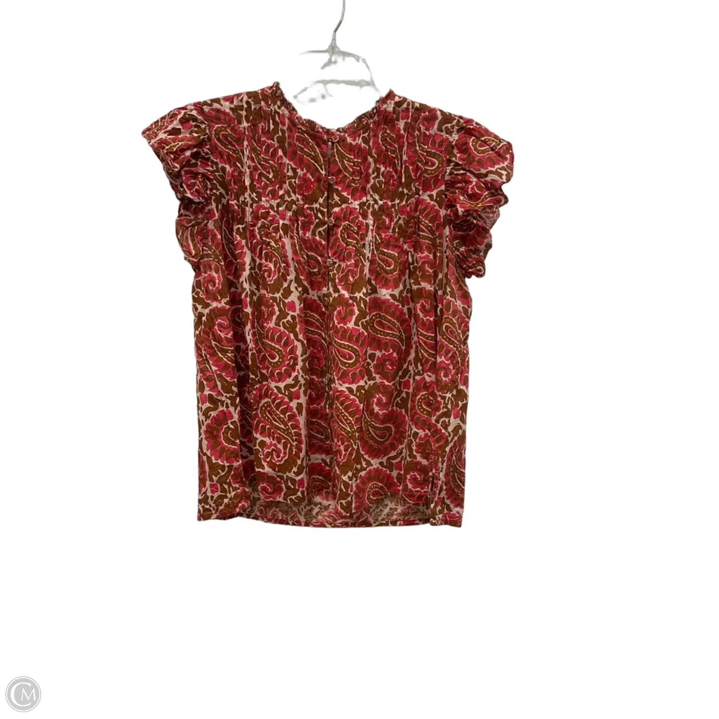 Top Short Sleeve By Cleobella In Brown & Red, Size: L
