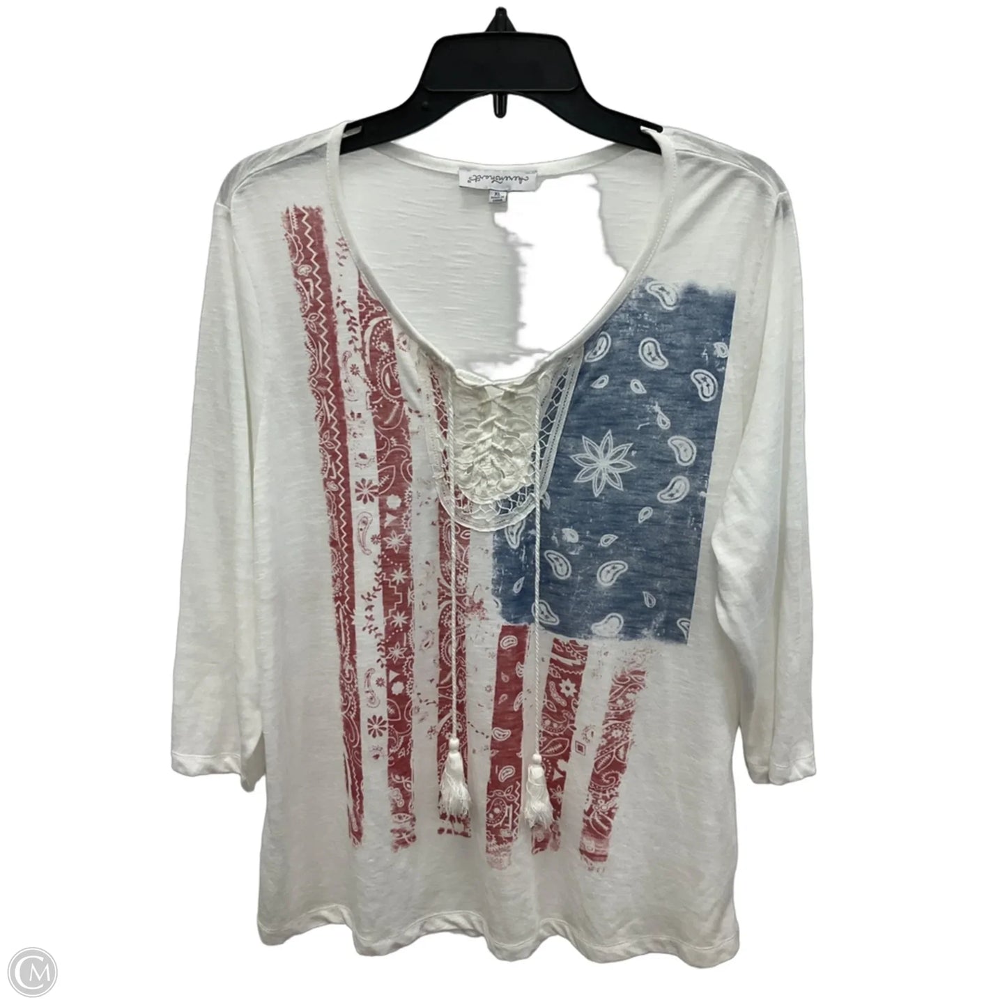Top 3/4 Sleeve By Keren Hart In Cream, Size: Xl