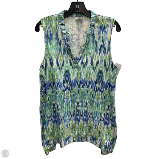 Top Sleeveless By Chicos In Blue & Green, Size: L
