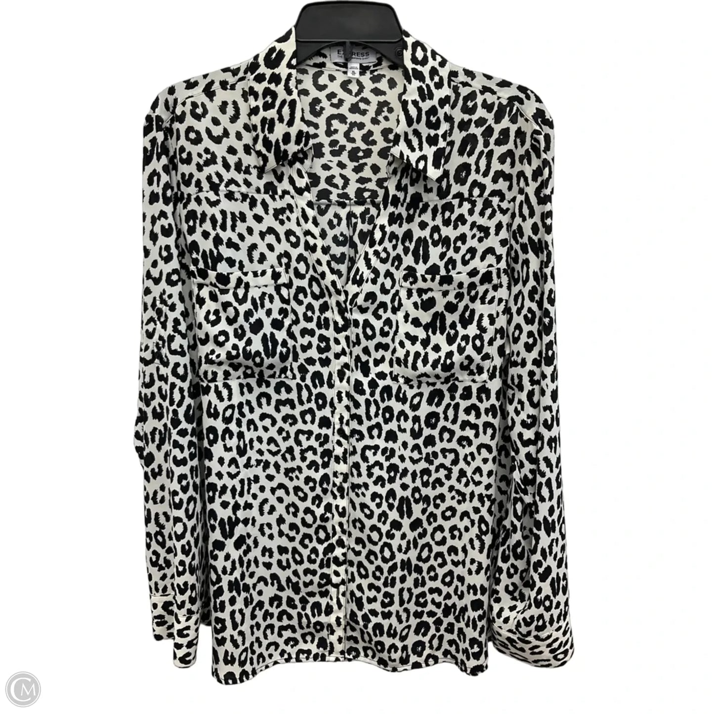 Blouse Long Sleeve By Express In Animal Print, Size: Xl