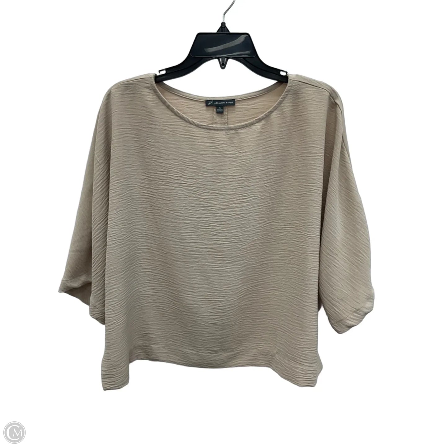Top Short Sleeve By Adrianna Papell In Tan, Size: Xl