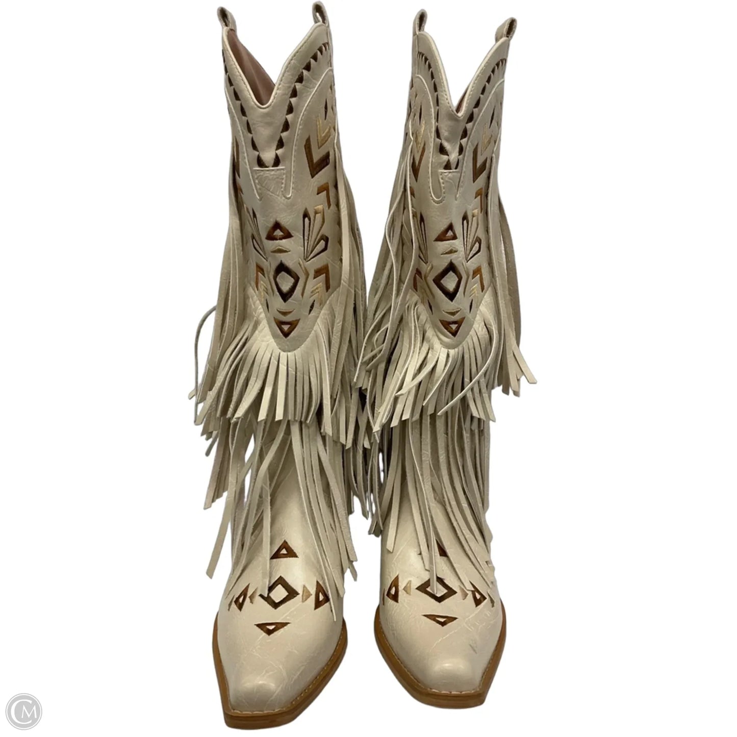 Boots Mid-calf Heels By Cmf In Cream, Size: 8