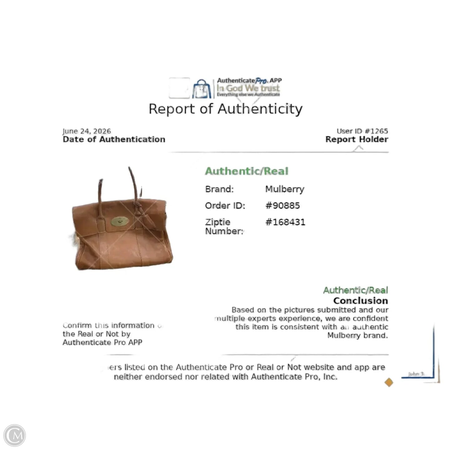 Handbag Luxury Designer By Mulberry, Size: Large