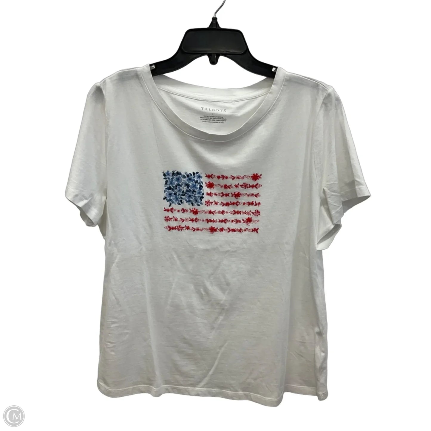 Top Short Sleeve By Talbots In White, Size: L