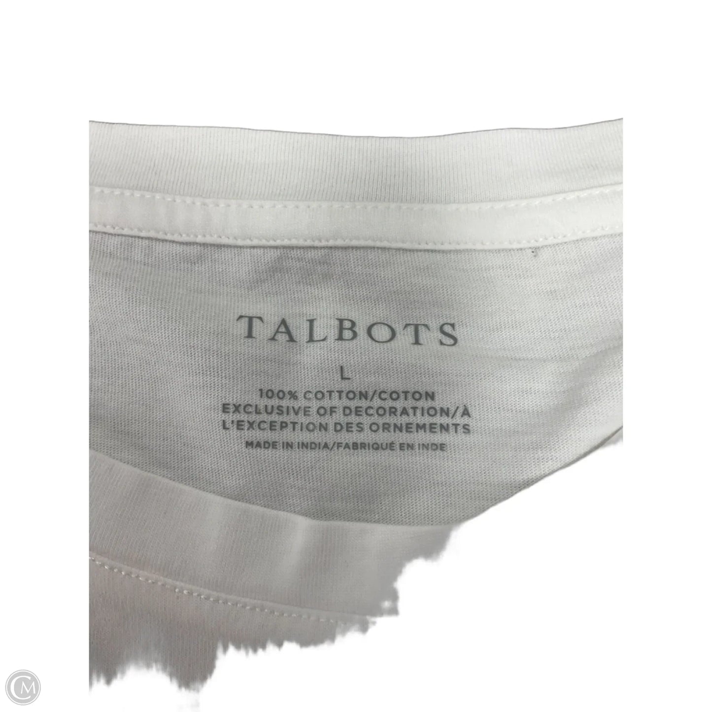 Top Short Sleeve By Talbots In White, Size: L