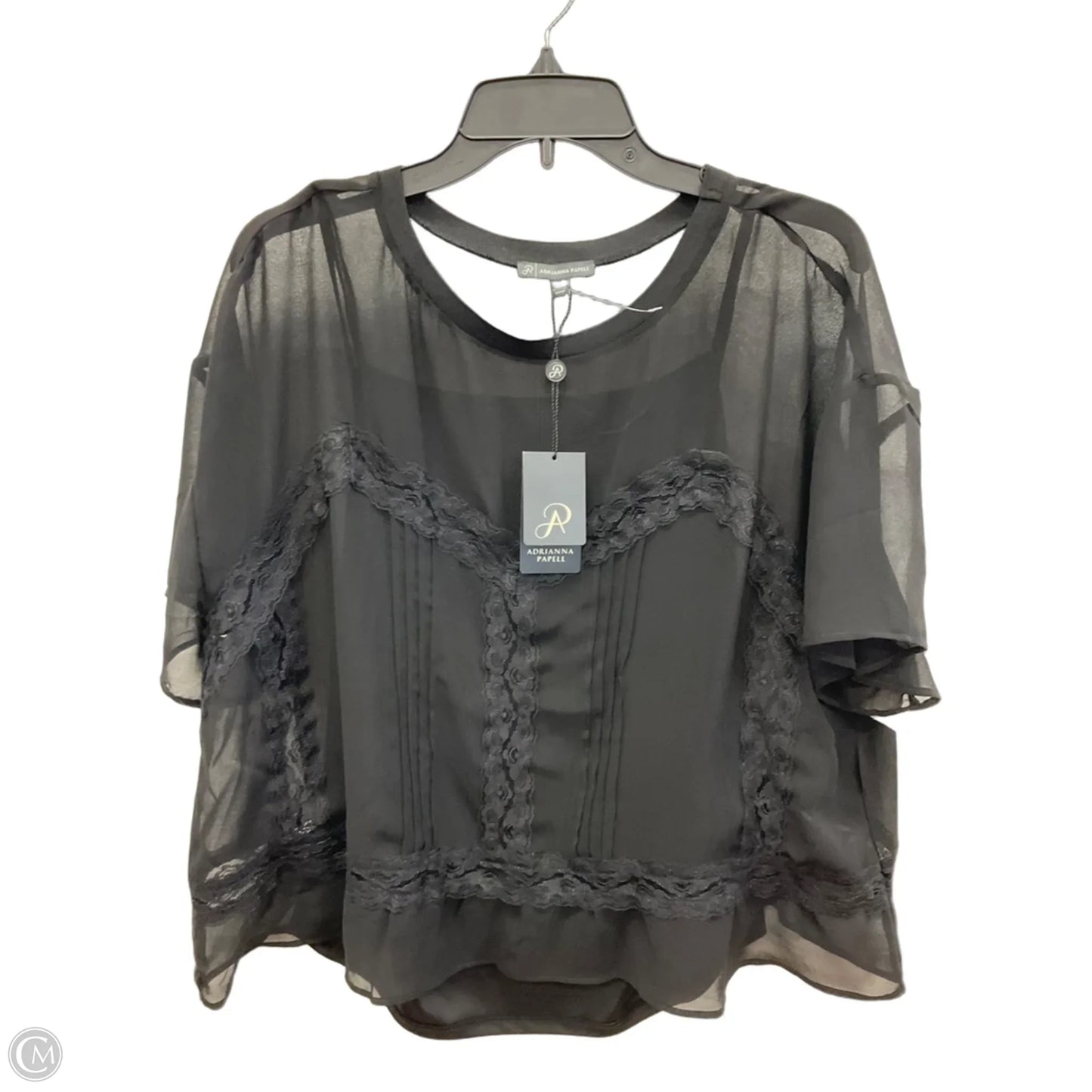 Top Short Sleeve By Adrianna Papell In Black, Size: Xl