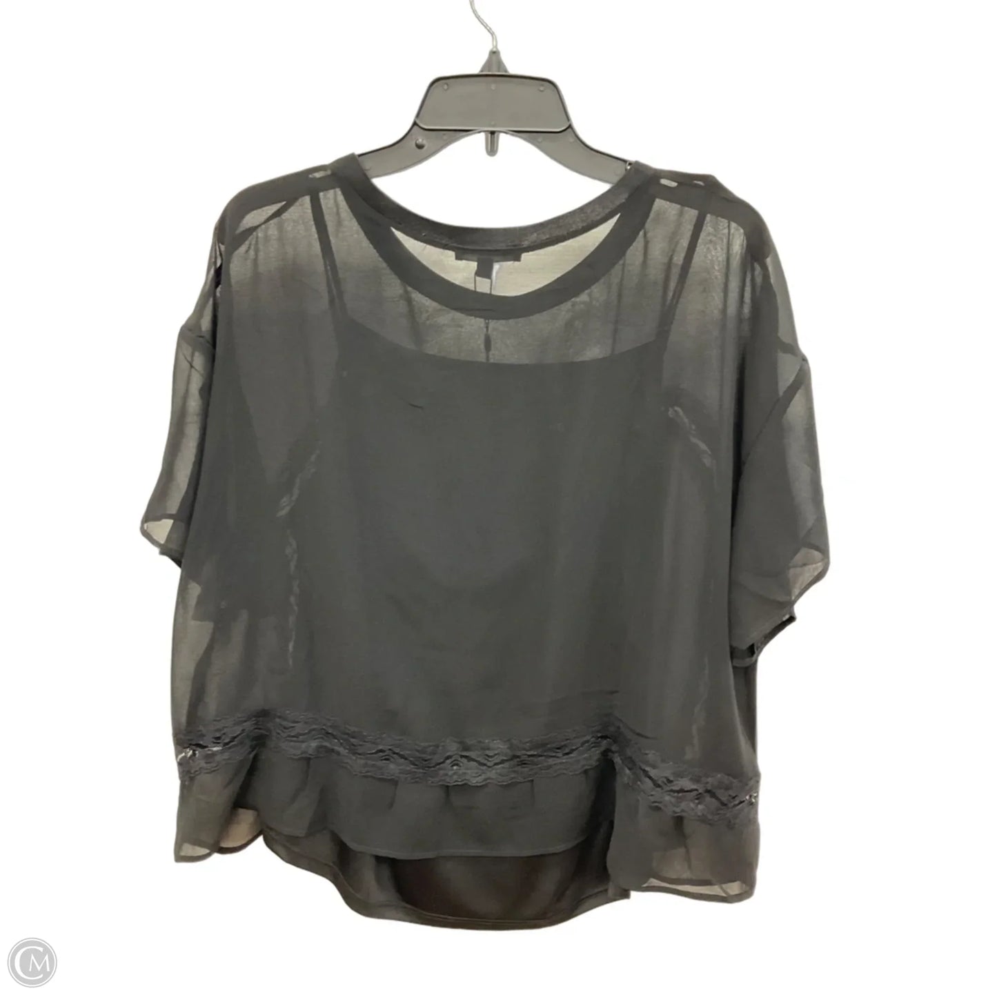Top Short Sleeve By Adrianna Papell In Black, Size: Xl