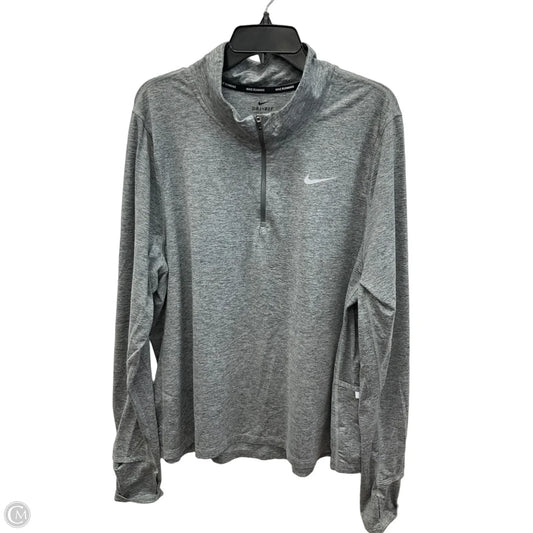 Athletic Top Long Sleeve Collar By Nike In Grey, Size: 1x
