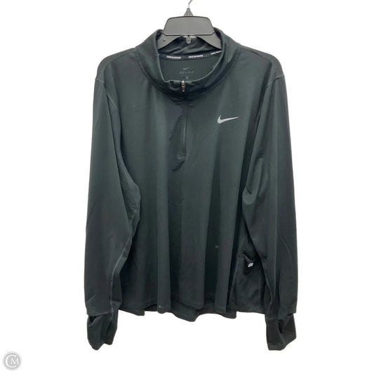 Athletic Top Long Sleeve Collar By Nike In Black, Size: 1x