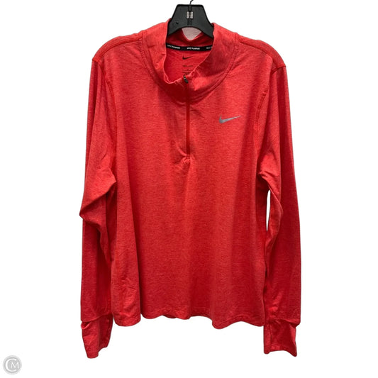Athletic Top Long Sleeve Collar By Nike In Orange, Size: 1x