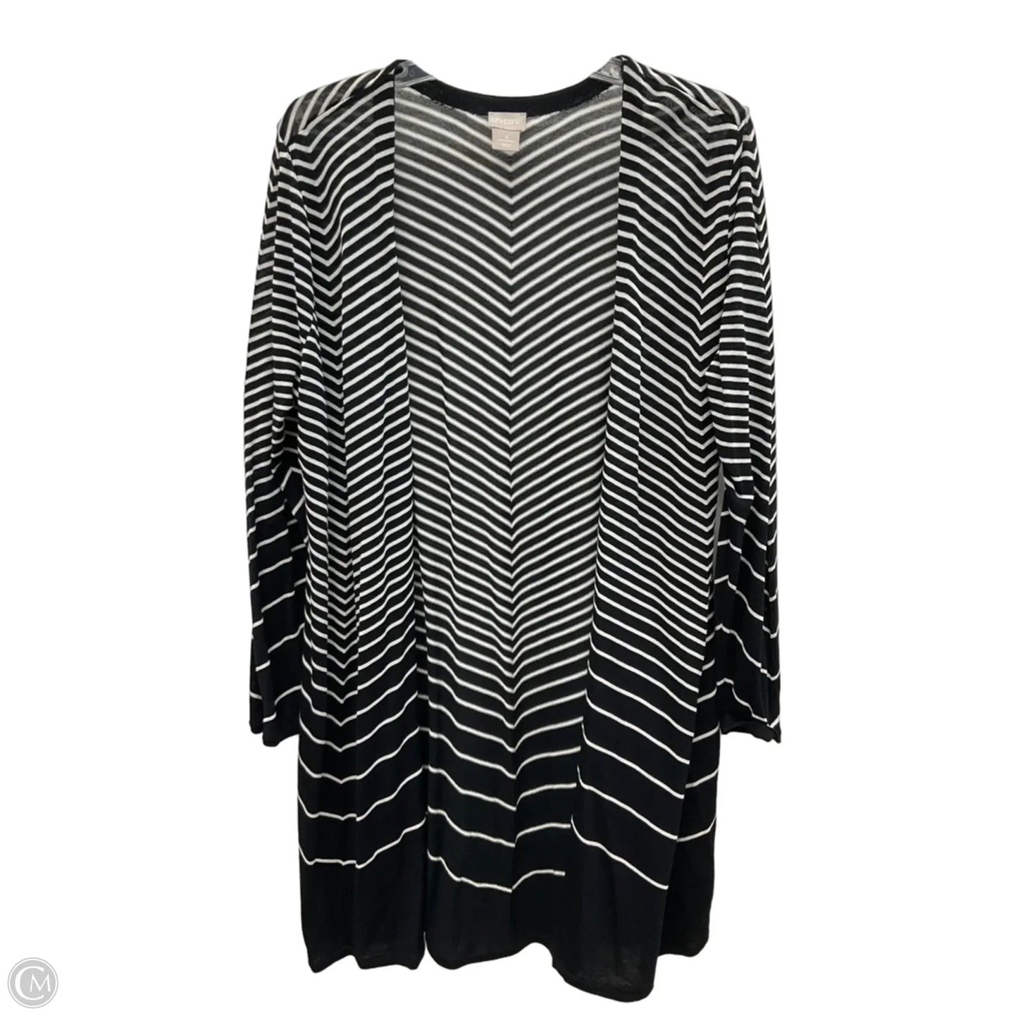 Cardigan By Chicos In Striped Pattern, Size: Xl