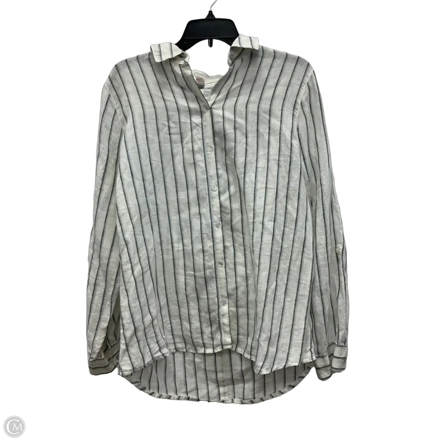 Blouse Long Sleeve By Sigrid Olsen In Striped Pattern, Size: L