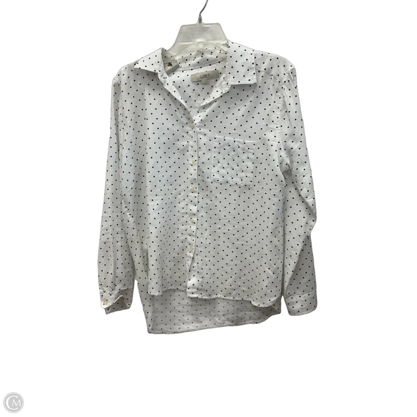 Blouse Long Sleeve By Loft In Polkadot Pattern, Size: S